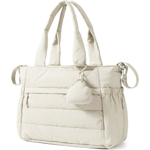 BAGSMART Diaper Bag Tote, Hospital Bag for Labor Delivery, Puffy Maternity Travel Diaper Tote, Baby Bag with Pacifier Case