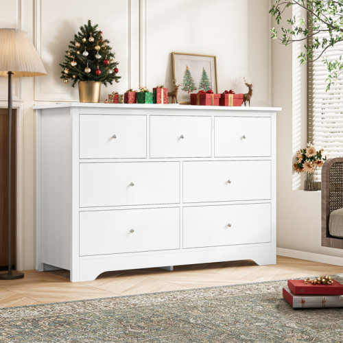 Lark Manor™ Ariee 47.2" W 7 - Drawer Double Dresser, White & Reviews | Wayfair