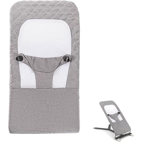 Bouncer Cover Compatible with Baby Delight, Fabric Seat for Bouncer, Soft and Breathable Mesh Inset, with 3-Point Safety Harness, Easy to Install, Machine Washable Replacement Cover, Grey