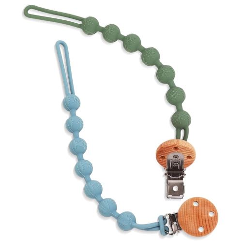 Jkevow Silicone Pacifier Clip Holder with One Piece Design, Pack of 2 Soft Flexible Pacifier Clips with Texture for Baby Boy and Girl