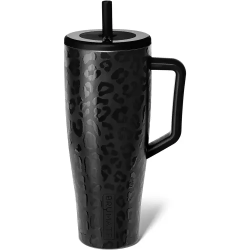 BrüMate Era 40 oz Tumbler with Handle and Straw | 100% Leakproof Insulated Tumbler with Lid and Straw | Made of Stainless Steel | Cup Holder Friendly Base | 40oz (Onyx Leopard)