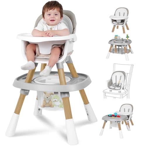 Baby High Chair, 15 in 1 Convertible High Chairs for Babies and Toddlers, Easy Clean High Chair for Baby, Babies Feeding Chair for 6-72 Months(Grey)