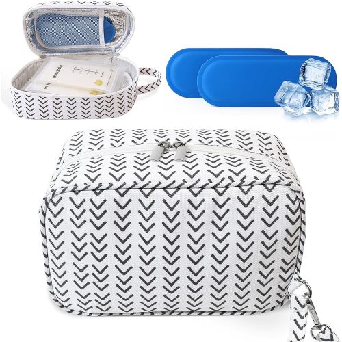 Breastmilk Cooler Bag with Ice Packs – Insulated Travel Bag for Breast Milk Storage – Keeps Milk Cold up to 8 Hours – Portable for Nursing Moms, Daycare, Work, and Travel with Detachable Wrist Strap
