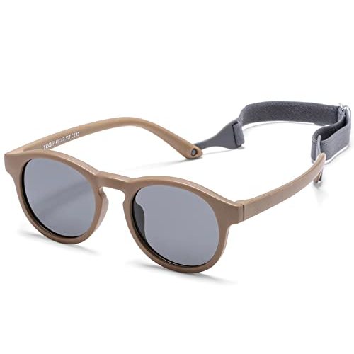 HJSTES Polarized Baby Sunglasses for Toddler Boys Girls, TPEE Flexible Frame with Strap, for Infant Age 0-3