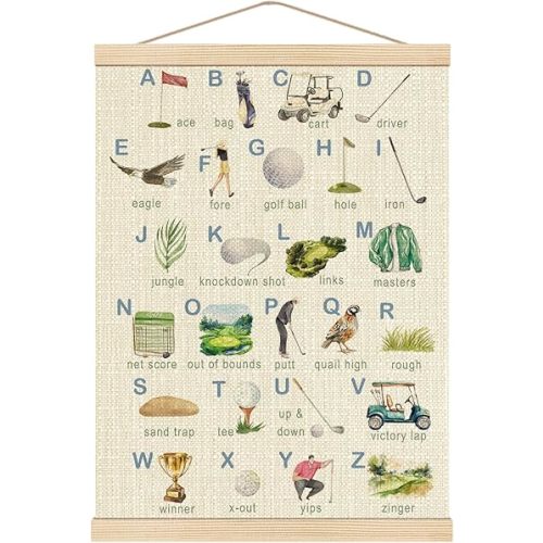 Boat Wades Alphabet Golf Nursery Wooden Poster Hangers 16x24 Inch,Golf Gifts Poster Hanger Frame,Golfs Nursery Decor For Boys Girls Kids Room Nursery