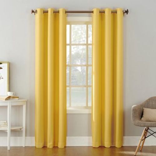 48"x84" No. 918 Semi-Sheer Montego Casual Textured Grommet Curtain Panel Yellow: Modern Light Filtering Indoor Curtain