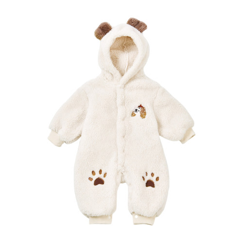 APEXFWDT Baby Snowsuits Newborn Button Down Hooded Rompers Winter Fleece Outfits Bear Warmer Fleece Jumpsuit for Baby Girls Boys