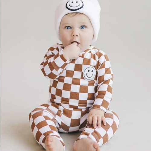 Checkered Smiley Lounge Set | Copper