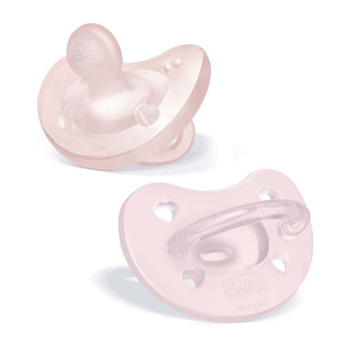 Chicco PhysioForma Orthodontic Silicone Pacifier Soft Pink 0-6m 2pk, New