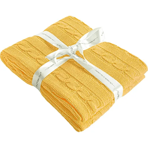 NTBAY 100% Pure Cotton Cable Knit Toddler Blanket, Super Soft Warm Breathable 30x40 Baby Blanket for Crib, Stroller, Nursery, Travel, Newborn, 30x40 Inches, Yellow