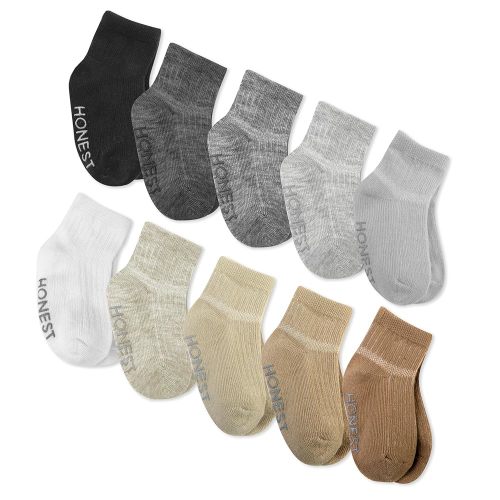 HonestBaby Multipack Cozy Socks Sustainably Made for Infant, Newborn Baby, Toddler, Kids Boys, Girls, 10-Pack Earth Tones, 0-6 Months