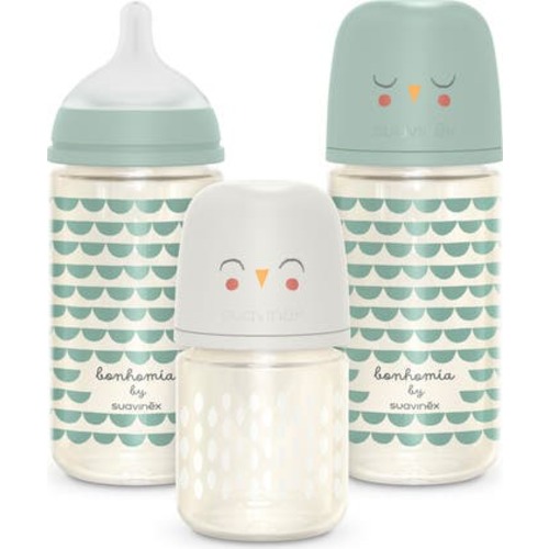 Bonhomia 3-Pack Glass Feeding Bottles & SX PRO Silicone Nipple