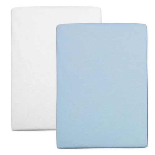 HonestBaby 2-Pack Organic Cotton Fitted Crib Sheets, Light Blue, One Size - Light Blue Fitted Crib Sheet Set