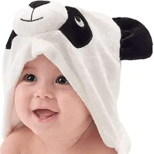 HIPHOP PANDA Hooded Towel - Rayon Made from Bamboo, Bath Towel with Bear Ears for Newborn, Babie, Toddler, Infant - Absorbent Large Baby Towel - Panda, 30 x 30 Inch