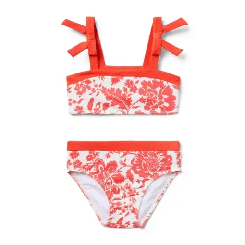 Girl Vibrant Poppy Floral Recycled Floral Bow 2-Piece Swimsuit by Janie and Jack