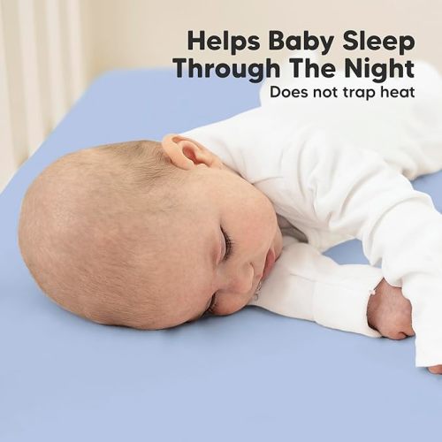 KeaBabies 2-Pack Organic Crib Sheets for Boys, Girls - 52x28 Fitted Crib Mattress Sheet Neutral, Breathable Jersey Cotton Cover for Baby Bed, Toddler Mattress, Soft & Cute Prints (Blue Flax)
