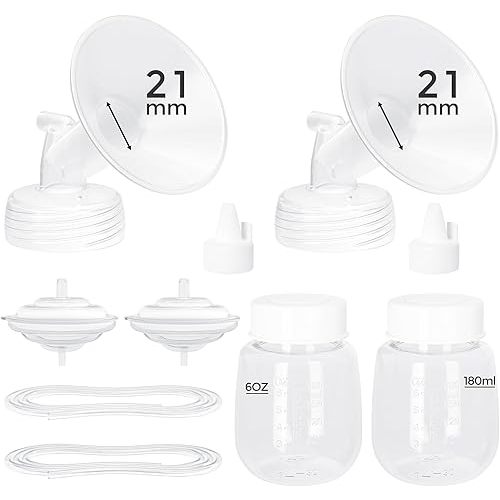 Paruu Pump Parts Compatible with Spectra S1/S2/9 Plus, Not Original Accessories, Full Set Replacements Include 21mm Flanges, Valves, Backflow Protectors (Duckbills Included), Tubings and Bottles