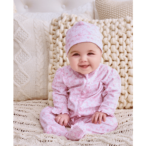 Old English Roses Pink Zip Footie