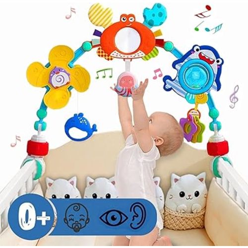 Pau1Hami1ton Baby Stroller Arch Toys, Car Seat Toys,Bouncer Toy Bar/Mobile for Bassinet,Adjustable Baby Hanging Toys Fit for Crib Bed,Stroller,Car Seat,Baby Gifts.S-19(Crab)