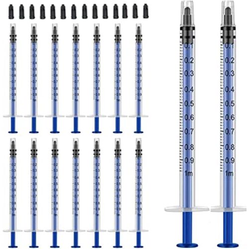 50 Pack 1ml Syringe with Cap, Individually Sealed 1cc Syringe with Luer Slip Tip Without Needle for Refilling, Feed Pets, Oral, Oil or Glue Applicator