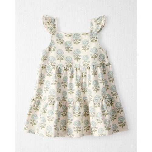 Little Planet by Carter's Organic Baby Knit Dress - 12M: Floral Pattern, Squareneckline, Sleeveless, Back Button Down