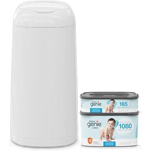 Diaper Genie Classic Gift Set | Baby Registry Must-Have | Odor Control with Push-N-Lock | Refill Supply for Up to 1,245 Newborn Diapers