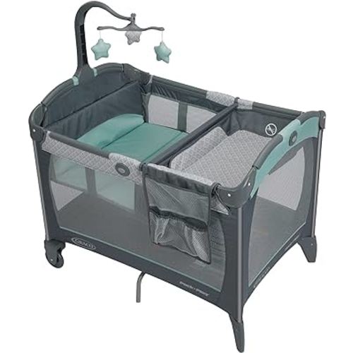 Graco Pack and Play Change 'n Carry Playard | Includes Portable Changing Pad, Manor, 40x28.5x29 Inch (Pack of 1)