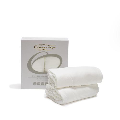 Onkaparinga Baby Bamboo Cotton Jersey Fitted Sheet (White)