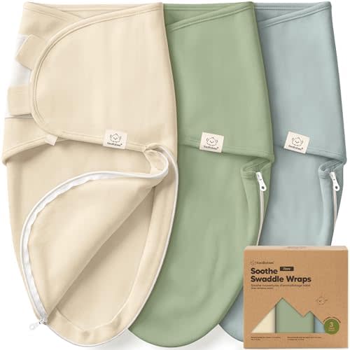 KeaBabies Newborn Swaddles with Zippers, 3pk Baby Swaddle (Slate, 0-3M)