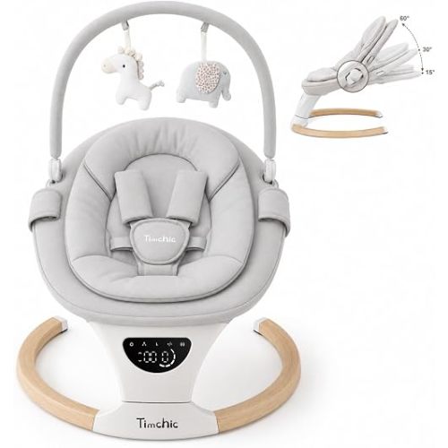 Baby Swing with Auto-Rocking, 5 Motions & 12 Melodies，Gray
