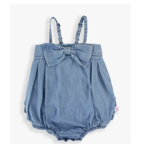 Bow Front Bubble Woven Romper | 3-6m
