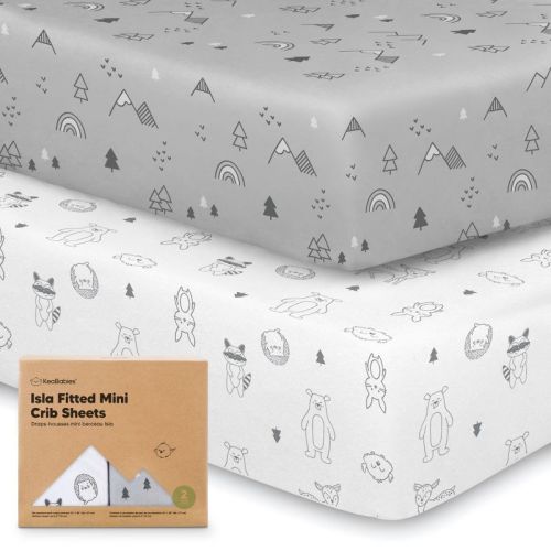 Keababies 2-pack Isla Mini Crib Sheets, Pack And Play Sheets Fitted, Pack N Play Sheets, Fitted Crib Sheet (lunaris)
