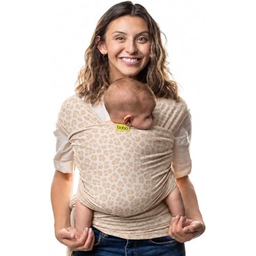 Boba Baby Wrap Carrier - Stretch Cotton Newborn Sling, Sand Leopard