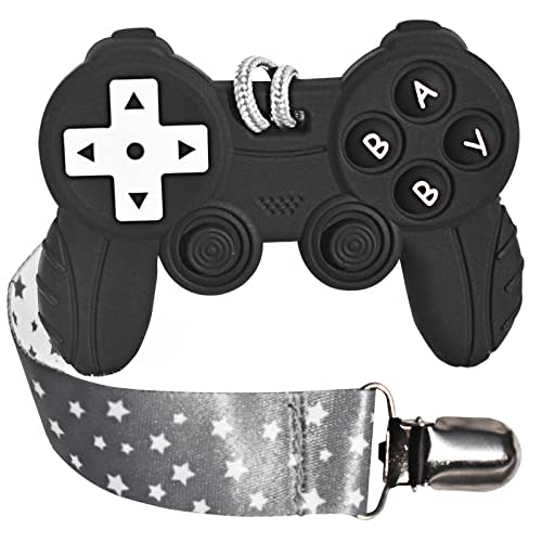 BIGSPINACH Baby Video Game Controller Teether Toy Funny Baby Teething Toys for Babies Gamer Controller（Black