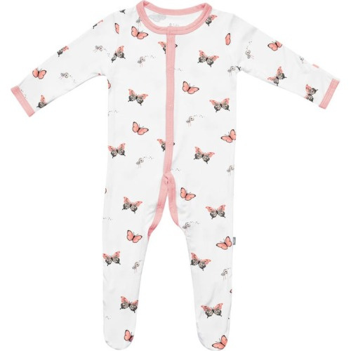 Baby Snap-Up Footie, 0-3M, White/ Butterfly