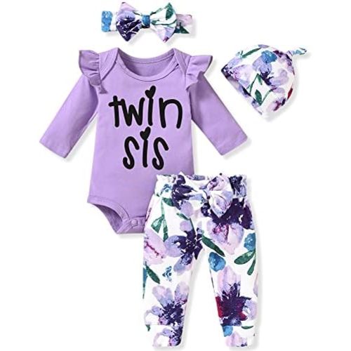fioukiay Baby Girls Clothes Infant Romper Bodysuit Pants Set with Headband