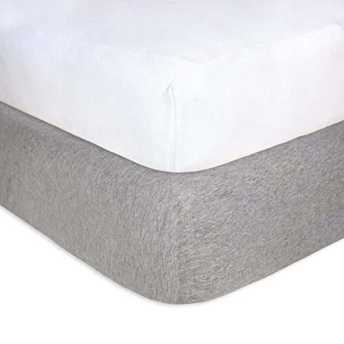 Burt's Bees Baby - Fitted Crib Sheets, Solid Color, 100% Organic Cotton Crib Sheet for Standard Crib & Toddler Mattresses, 2 Pack, Heather Grey/White - Heather Grey/White 2-pk - 52x28x6 Inch (Pack of 2)