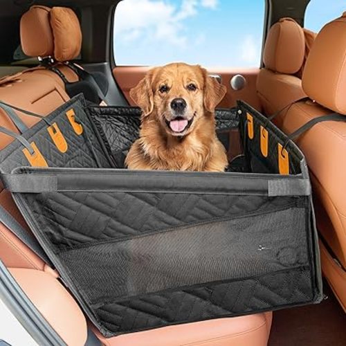 Kohree Dog Car Seat Cover for Medium Dogs, Hard Bottom Dog Car Seat Cover for Back Seat Waterproof 600D Car Hammock for Dogs Pet Back Seat Extender for Cars SUV Truck-Upgraded Version