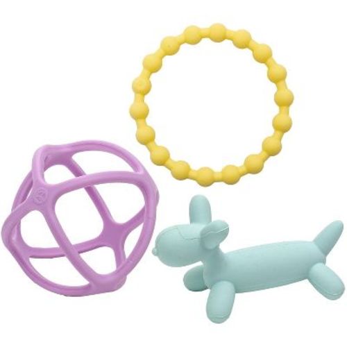 Weesprout Handheld Teether Set (matte Green, Pink & Off White)