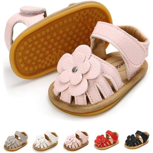 Babelvit Infant Baby Girl Boy Sandals Comfort Premium Summer Outdoor Casual Beach Shoes with Flower Bowknot Anti Slip Rubber Sole Newborn Toddler Prewalker First Walking Shoes - 3-6 Months Infant - 01b Pink