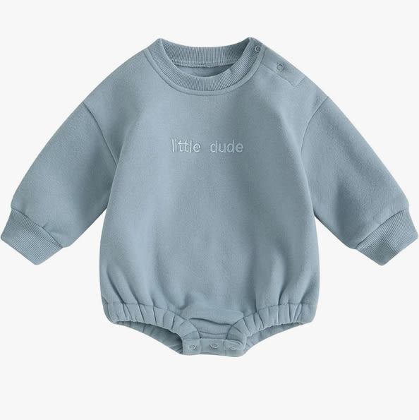 VISGOGO Newborn Infant Baby Boy Girls Oversized Romper Little Dude Sweater Onesie Coming Home Outfit Neutral Clothes