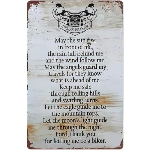 Vintage Metal Bikers Prayer Signs, Motorcycle Gifts for Men
