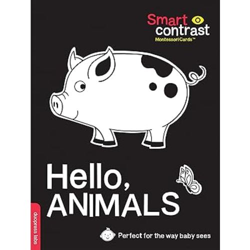 SmartContrast Montessori Cards(TM): Hello, Animals: 20 durable double-sided high-contrast cards with 3 levels of development.