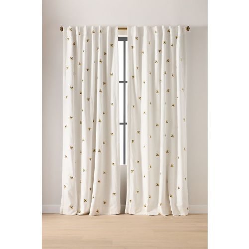Abeille Embroidered Bee Cotton-Blend Blackout Curtain