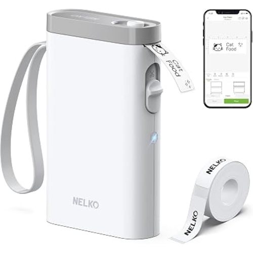 Nelko P21 Label Maker Machine with Tape, Bluetooth Label Printer, White