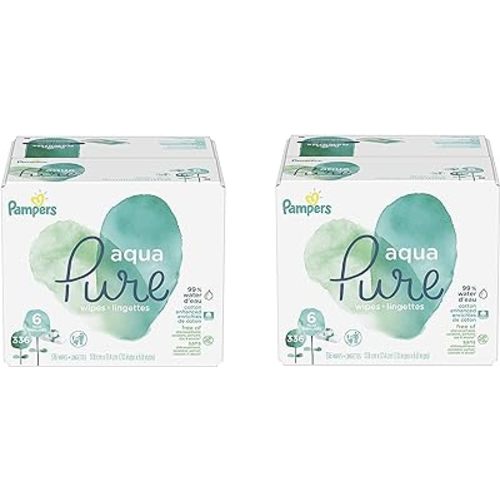 Pampers Aqua Pure 6X Pop-Top Sensitive Water Baby Wipes, 672 Count