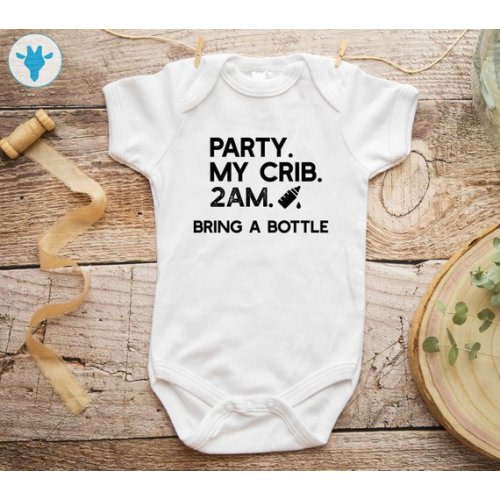 Party at My Crib Bodysuit Funny Baby Clothes Cute Bodysuit - Etsy