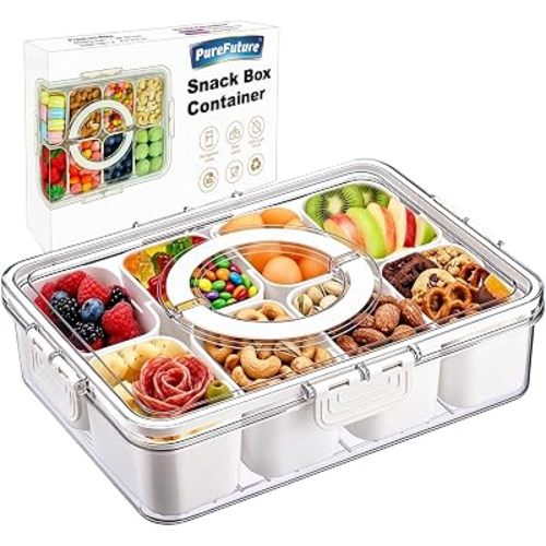 Pure Future 8-Compartment Snackle Box with Handle | Divided Snack Tray
