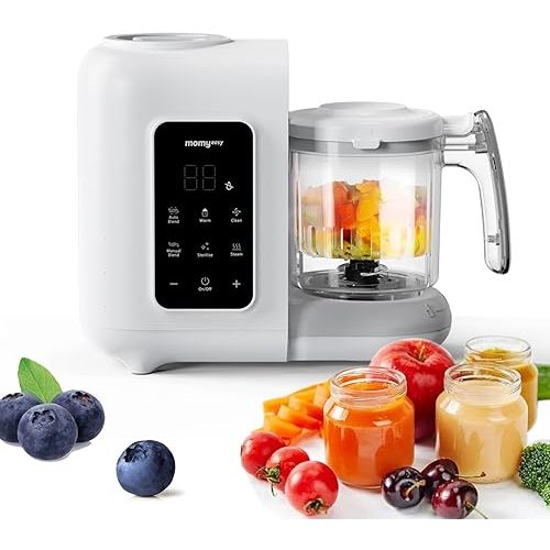 MOMYEASY Baby Food Maker, Baby Food Steamer and Puree Blender, Food Processor Chopper Grinder Steamer in-One, Auto Cooking & Grinding with Touch Control Panel&Self Cleans, BPA-Free