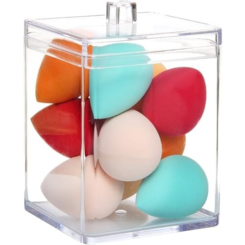 Youngever Clear Plastic Apothecary Jar, Square Shape (30 Ounce)